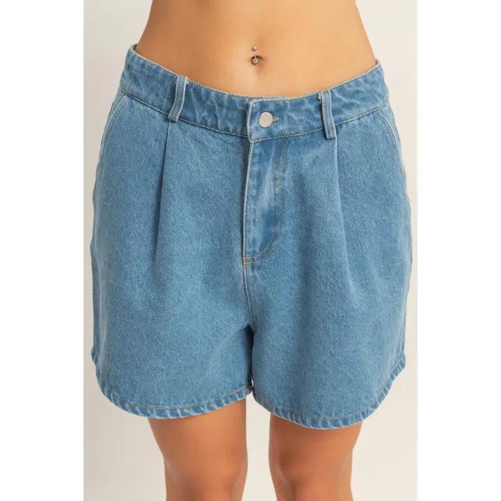 Enzyme Wash Denim Shorts