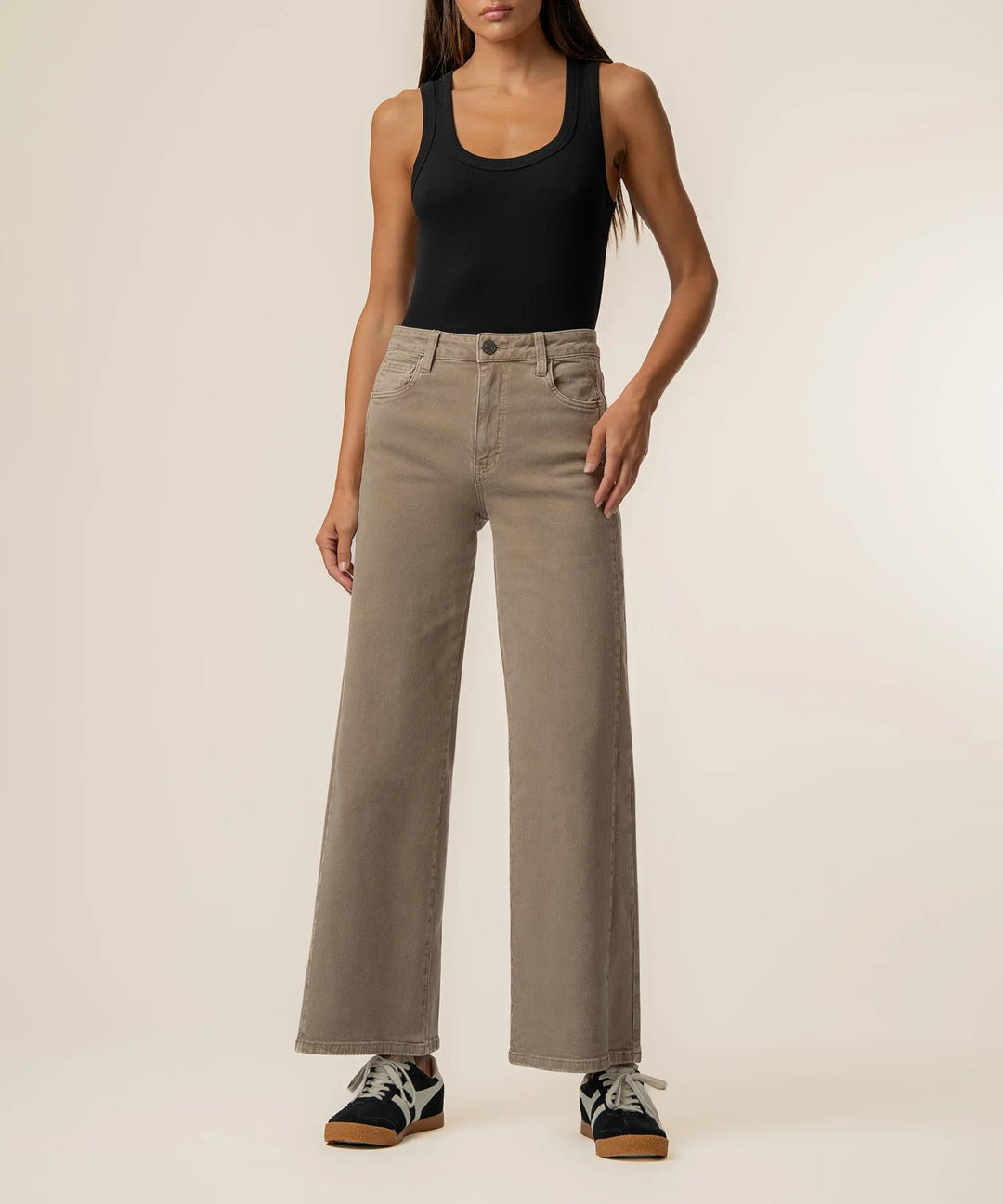 Meg High Rise Wide Leg Milk Tea