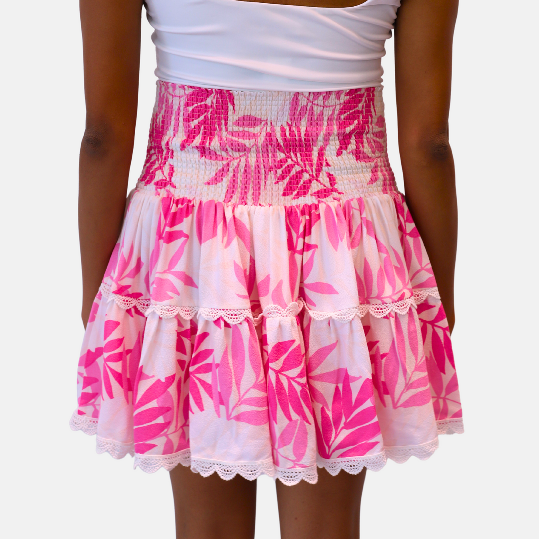 Pink Leaf Mini Skirt