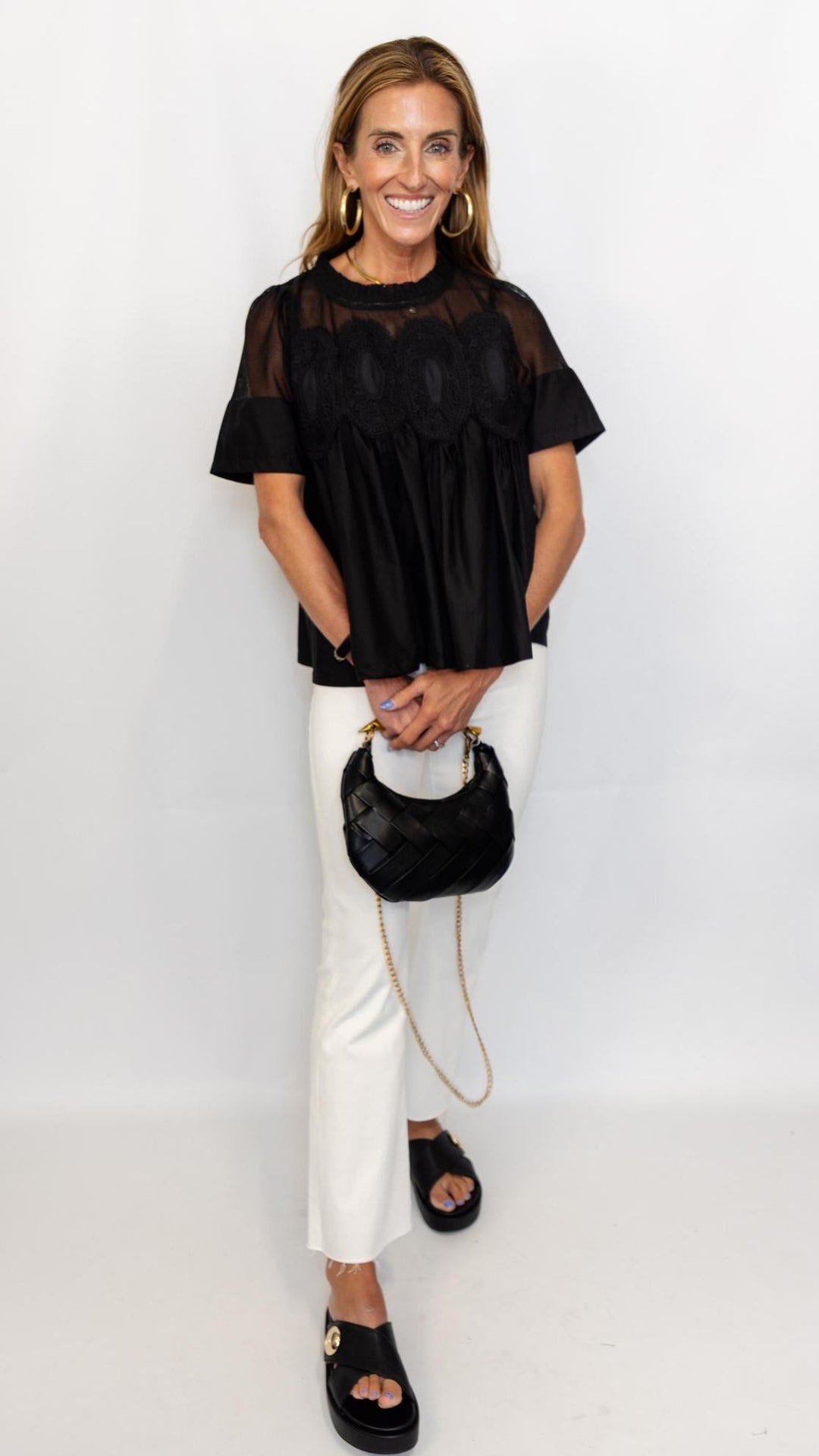 Mesh Combined Applique Top